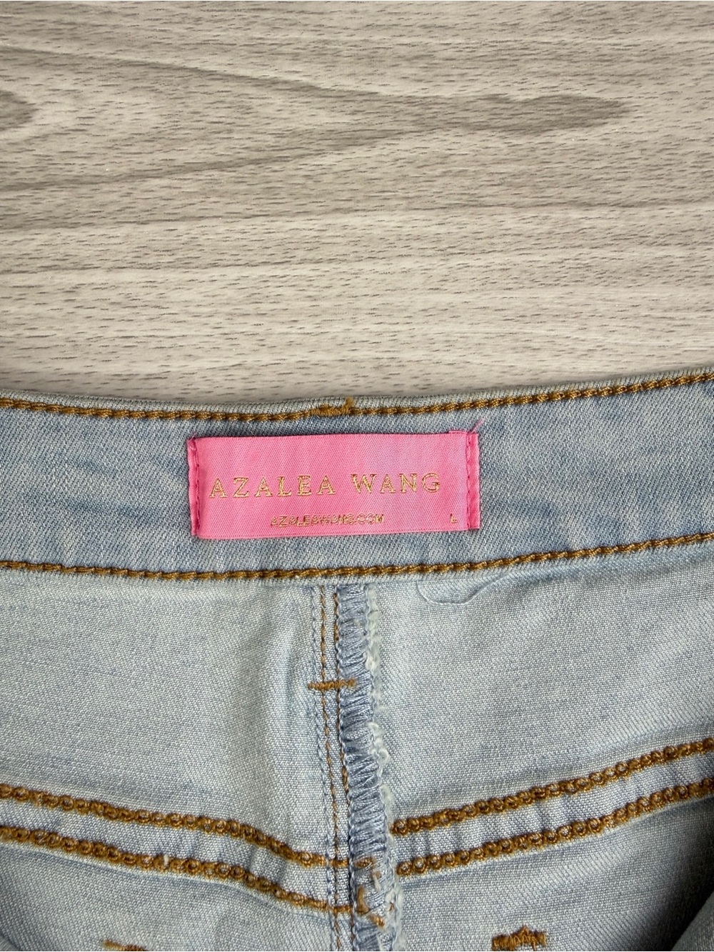 Azalea Wang Gonna Love Me Waterfall Rhinestone Denim Shorts Festival Boho Large - Picture 16 of 16